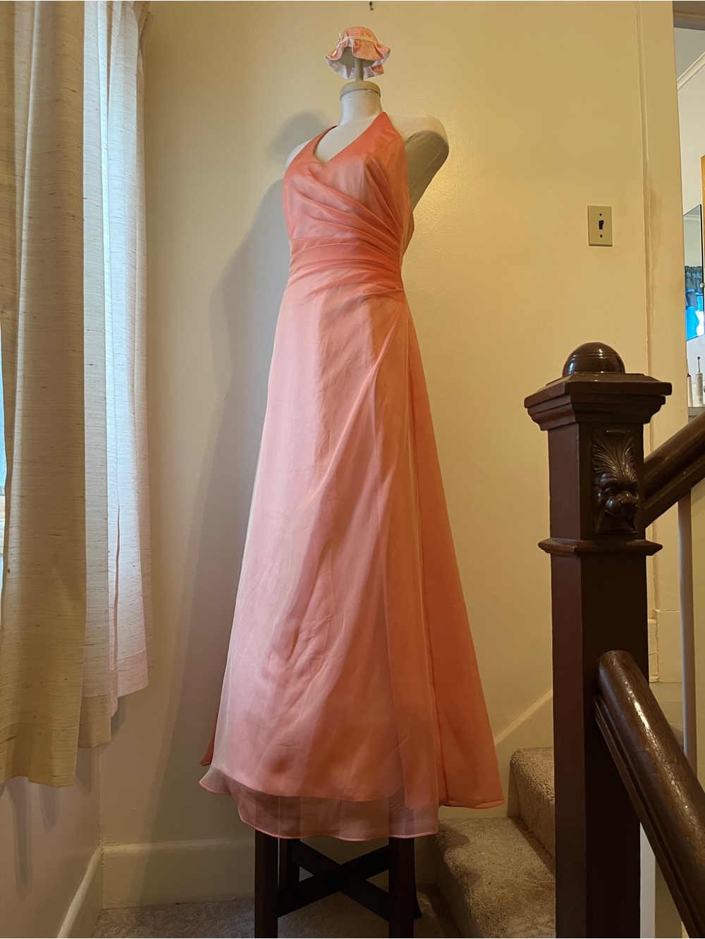 90s iridescent peach gown